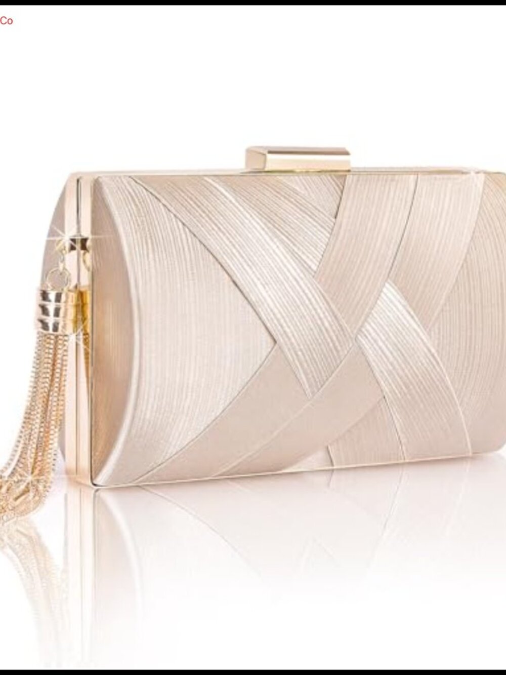 Satin Clutch Evening Bag with Metallic Tassels and Detachable Chain